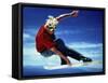 Teenage Boy Snowboarding in Mid-Air-null-Framed Stretched Canvas