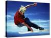 Teenage Boy Snowboarding in Mid-Air-null-Stretched Canvas