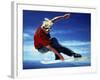 Teenage Boy Snowboarding in Mid-Air-null-Framed Photographic Print