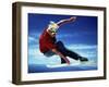 Teenage Boy Snowboarding in Mid-Air-null-Framed Photographic Print