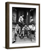 Teenage Boys Hangout on Stoop of Local Store Front-Gordon Parks-Framed Photographic Print