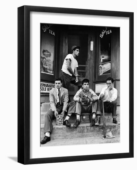 Teenage Boys Hangout on Stoop of Local Store Front-Gordon Parks-Framed Photographic Print