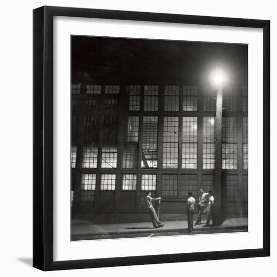 Teenage Boys Whiling Away a Summer Night on the Street-Gordon Parks-Framed Premium Photographic Print