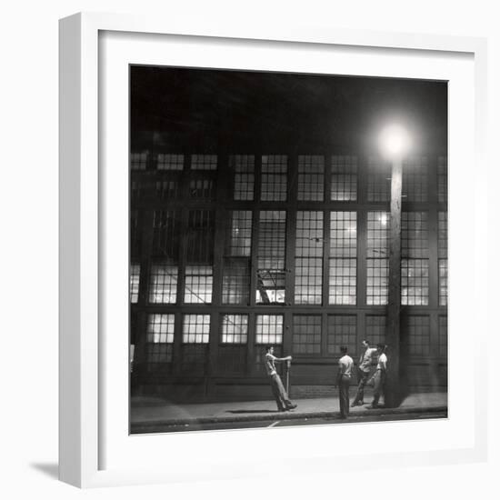Teenage Boys Whiling Away a Summer Night on the Street-Gordon Parks-Framed Photographic Print