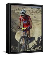 Teenage Competitior in the Mount Sodom International Mountain Bike Race, Dead Sea Area, Israel-Eitan Simanor-Framed Stretched Canvas