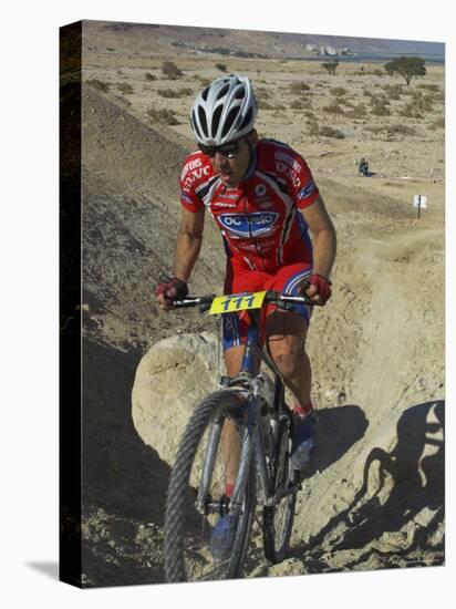 Teenage Competitior in the Mount Sodom International Mountain Bike Race, Dead Sea Area, Israel-Eitan Simanor-Stretched Canvas