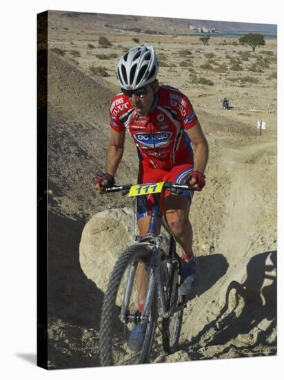 Teenage Competitior in the Mount Sodom International Mountain Bike Race, Dead Sea Area, Israel-Eitan Simanor-Stretched Canvas