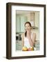 Teenage Girl Cutting Apples, Portrait, Healthy Nutrition-Axel Schmies-Framed Photographic Print