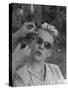 Teenage Girl Having Nail Polish Touches Added to Her Sunglasses-Nina Leen-Stretched Canvas