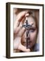 Teenage girl holding a crucifix, Saint Gervais, Haute Savoie, france-Godong-Framed Photographic Print