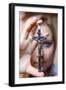 Teenage girl holding a crucifix, Saint Gervais, Haute Savoie, france-Godong-Framed Photographic Print