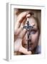 Teenage girl holding a crucifix, Saint Gervais, Haute Savoie, france-Godong-Framed Photographic Print