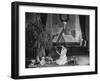Teenage Girl Reading Book with Christmas Tree-null-Framed Photo