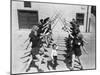 Teenage Girls and Little Boy Fencing-null-Mounted Photo