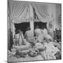 Teenage Girls at a Slumber Party Talking to Boys Who Are Standing Outside-Ed Clark-Mounted Photographic Print