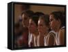 Teenage Girls Basketball Team Watching the Game from the Bench-null-Framed Stretched Canvas