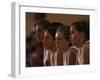 Teenage Girls Basketball Team Watching the Game from the Bench-null-Framed Premium Photographic Print