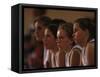 Teenage Girls Basketball Team Watching the Game from the Bench-null-Framed Stretched Canvas