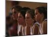 Teenage Girls Basketball Team Watching the Game from the Bench-null-Mounted Photographic Print