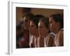 Teenage Girls Basketball Team Watching the Game from the Bench-null-Framed Photographic Print