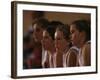 Teenage Girls Basketball Team Watching the Game from the Bench-null-Framed Photographic Print