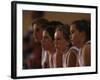 Teenage Girls Basketball Team Watching the Game from the Bench-null-Framed Photographic Print