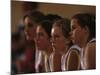 Teenage Girls Basketball Team Watching the Game from the Bench-null-Mounted Photographic Print
