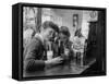 Teenage Girls Drinking Milkshakes at a Local Restaurant-Francis Miller-Framed Stretched Canvas