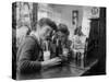 Teenage Girls Drinking Milkshakes at a Local Restaurant-Francis Miller-Stretched Canvas