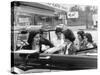 Teenage Girls Enjoying Milkshakes at Drive in Restaurant-Nina Leen-Stretched Canvas
