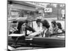 Teenage Girls Enjoying Milkshakes at Drive in Restaurant-Nina Leen-Mounted Photographic Print