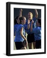 Teenage Girls on a Soccer Team Celebrating-null-Framed Photographic Print