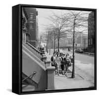 Teenage Girls Walking Down Sidewalk in Brooklyn, NY, 1949-Ralph Morse-Framed Stretched Canvas