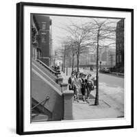 Teenage Girls Walking Down Sidewalk in Brooklyn, NY, 1949-Ralph Morse-Framed Photographic Print