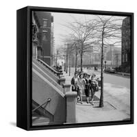 Teenage Girls Walking Down Sidewalk in Brooklyn, NY, 1949-Ralph Morse-Framed Stretched Canvas