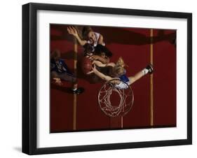 Teenage Girs Playing High School Basketball-null-Framed Photographic Print