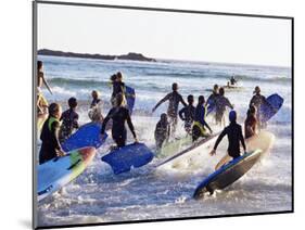 Teenage Surfers Running with Their Boards Towards the Water at a Life Saving Competition-Yadid Levy-Mounted Photographic Print