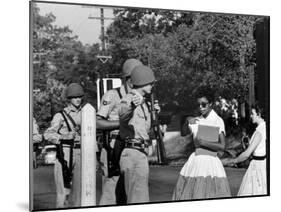 Teenager Elizabeth Eckford Turned Away From Entering Central High School by Arkansas Guardsmen-Francis Miller-Mounted Photographic Print