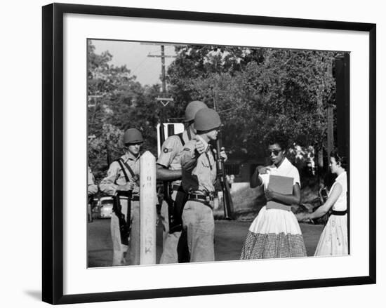 Teenager Elizabeth Eckford Turned Away From Entering Central High School by Arkansas Guardsmen-Francis Miller-Framed Photographic Print