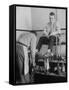 Teenager Getting Shoes Shined-Nina Leen-Framed Stretched Canvas