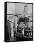 Teenager Getting Shoes Shined-Nina Leen-Framed Stretched Canvas