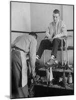 Teenager Getting Shoes Shined-Nina Leen-Mounted Photographic Print