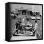 Teenagers Hanging Out at the Local Drive In-Hank Walker-Framed Stretched Canvas