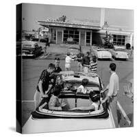 Teenagers Hanging Out at the Local Drive In-Hank Walker-Stretched Canvas