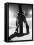 Teenagers Leaning on Utility Pole-Bettmann-Framed Stretched Canvas