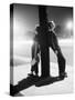 Teenagers Leaning on Utility Pole-Bettmann-Stretched Canvas