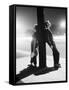 Teenagers Leaning on Utility Pole-Bettmann-Framed Stretched Canvas