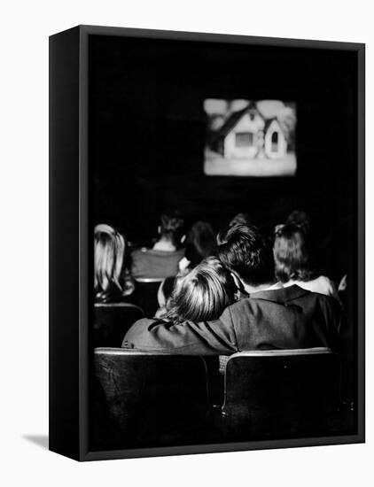 Teenagers "Necking" in a Movie Theater-Nina Leen-Framed Stretched Canvas