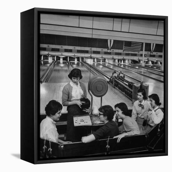 Teenagers Spending Allowance on Bowling-Nina Leen-Framed Stretched Canvas