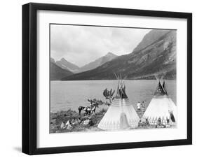 Teepee,Indians on Shore of Lake-Philip Gendreau-Framed Photographic Print